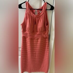 Signature by Sangria Coral Pleated Mini Dress 14P